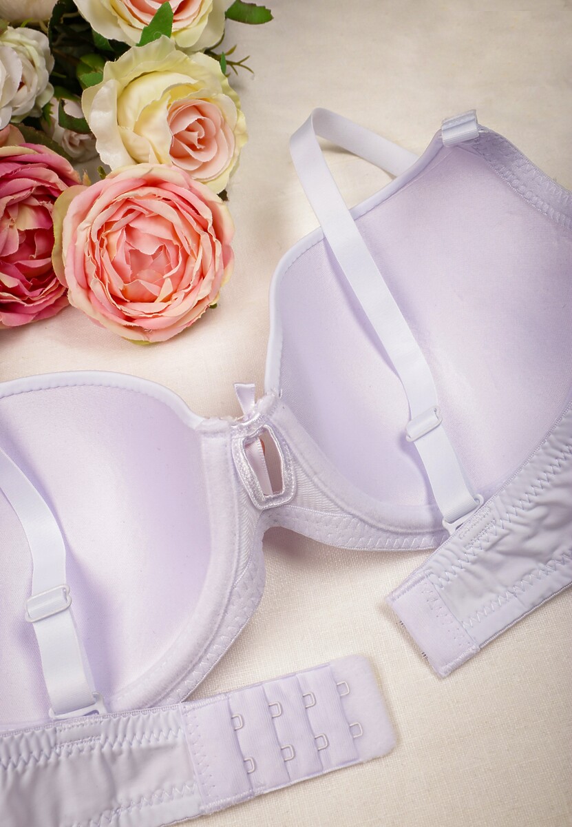 Biały Biustonosz Full Cup z Metalowymi Ozdobami Fivie