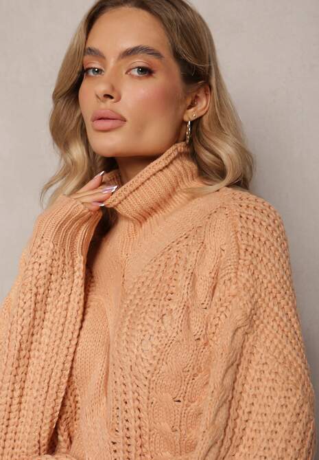 Beżowy Golf w Warkoczykowy Splot Dicuti