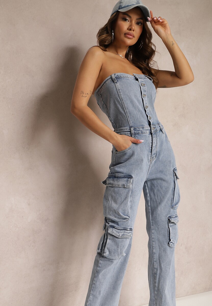 Niebieski Kombinezon z Długimi Nogawkami Zapinany na Guziki Liaressa