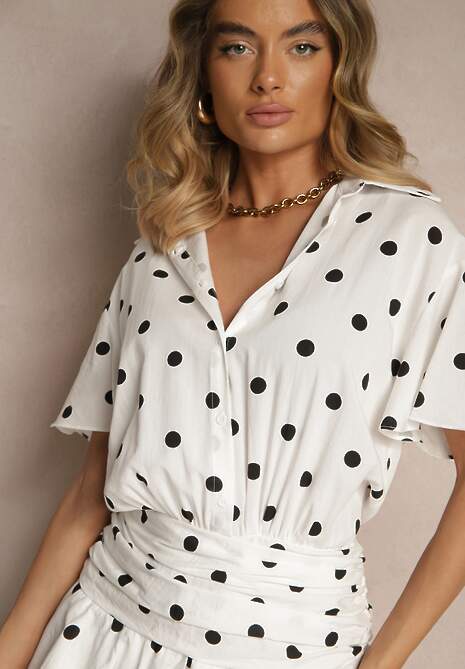 Biała Sukienka z Falbankami Rindalia