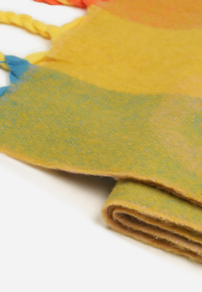 Jasnożółty Szalik z Motywem Pasków i Warkoczami Tinalissea