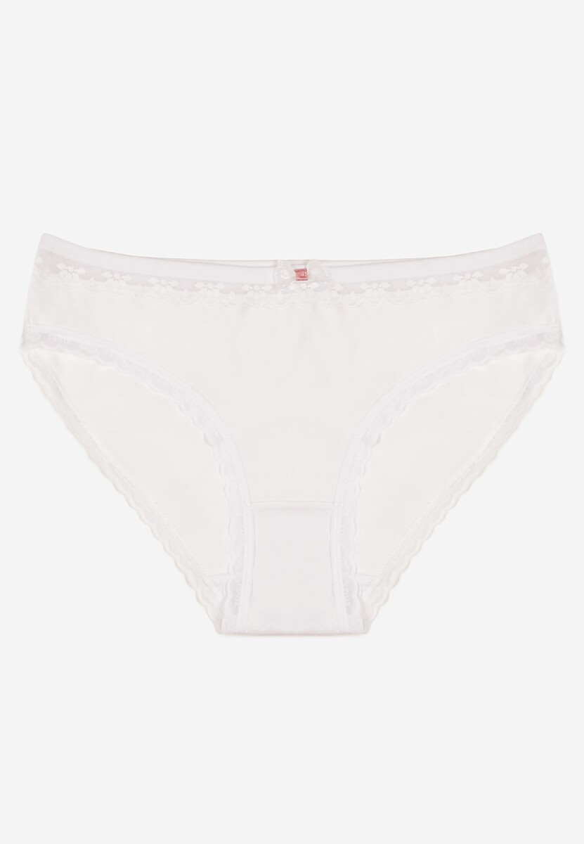 Białe Majtki Figi z Bawełny Ozdobione Kokardą i Koronką Zeterie