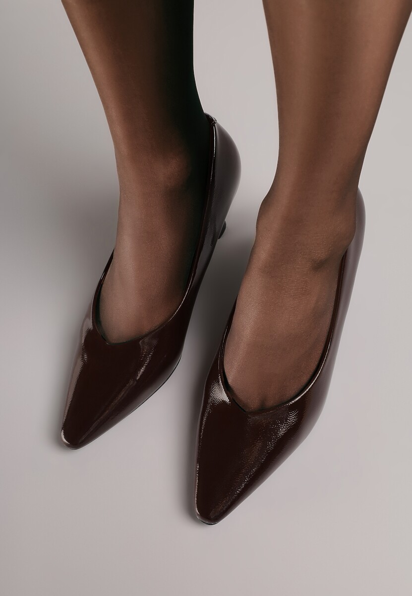 Brązowe Eleganckie Czółenka Vices na Klepsydrze ze Skórzaną Wkładką Dedvire