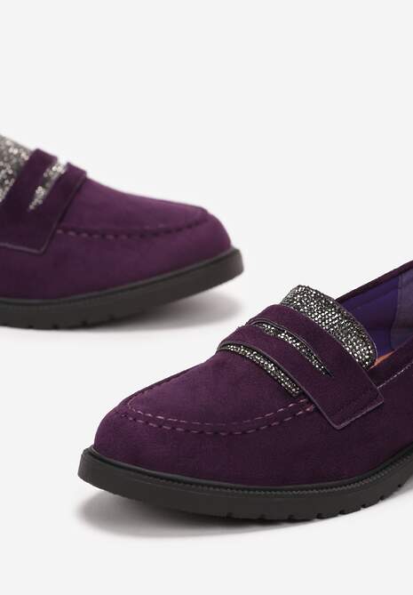 Fioletowe Mokasyny z Językiem w Cyrkonie Aniha