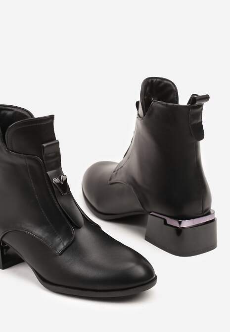 Czarne Botki Vices na Słupku z Efektem Cracked Nuneffa