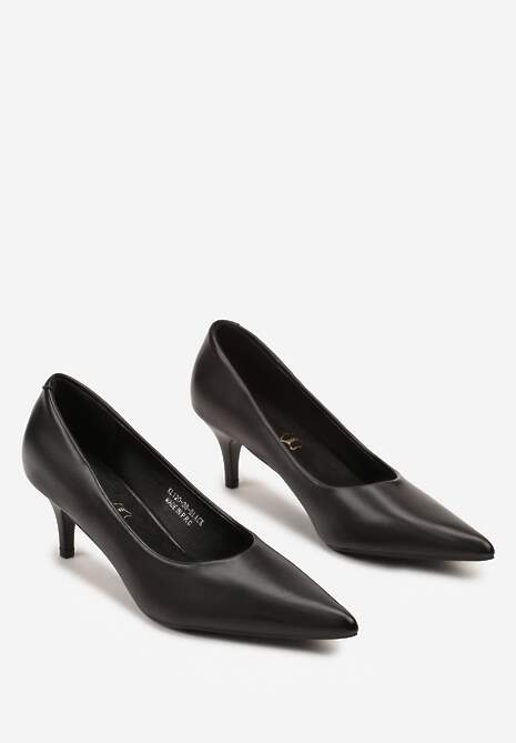 Czarne Czółenka Vices na Obcasie Typu Kaczuszka ze Skórzaną Wkładką Amerisse