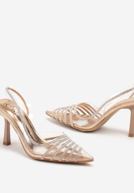 Szampańskie Szpilki z Transparentnym Noskiem z Cyrkoniami Arrsela