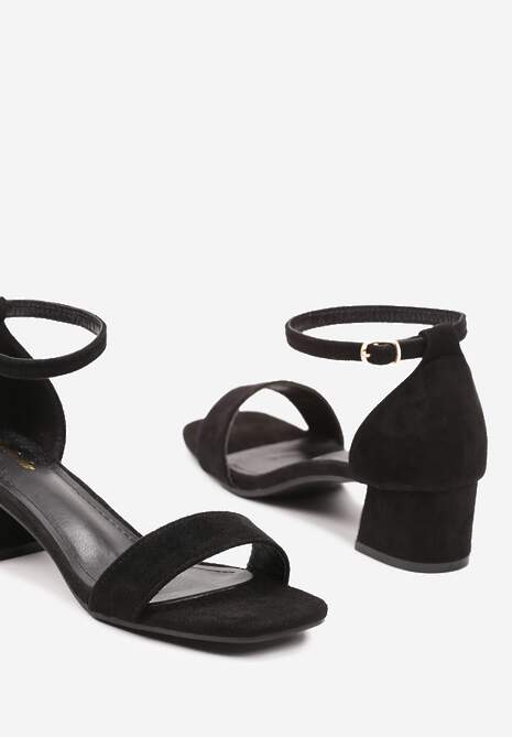 Czarne Sandały z Ekozamszu na Klasycznym Słupku Effiba