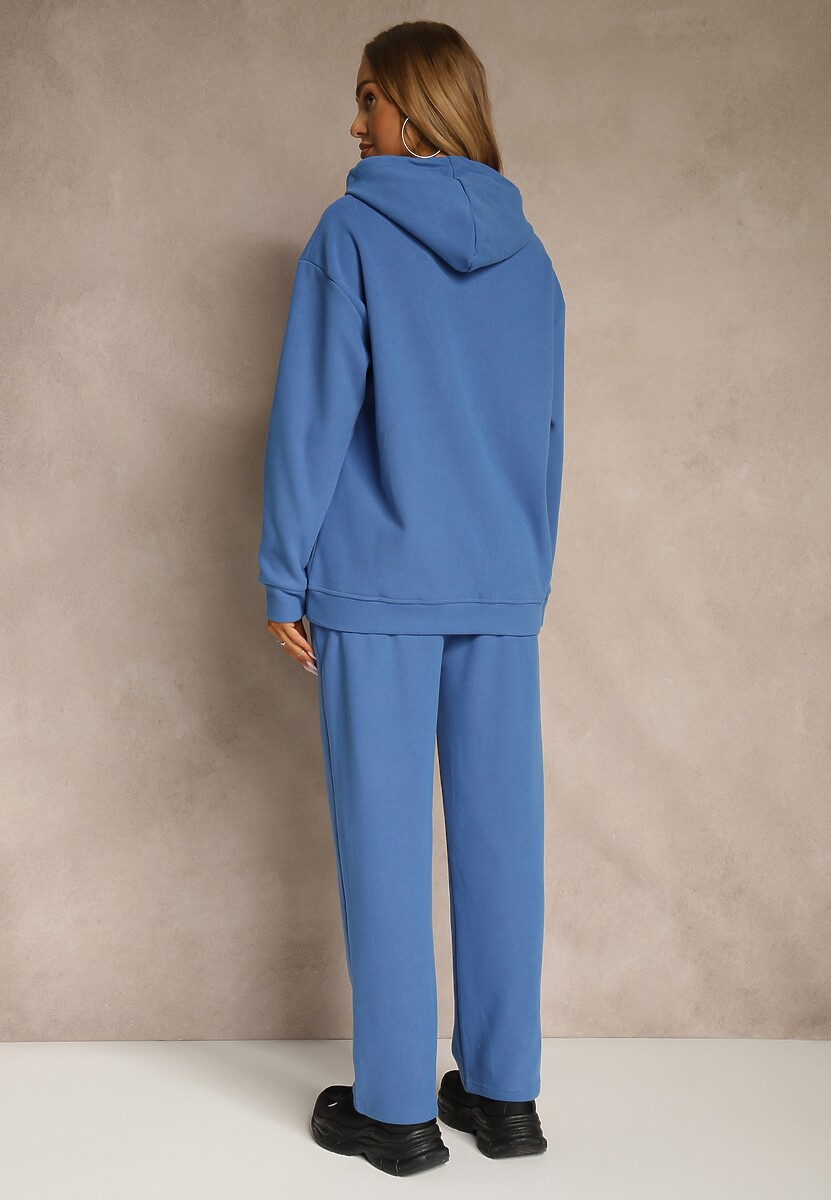 Niebieski 2-częściowy Komplet Dresowy z Bluzą i Spodniami Orifira