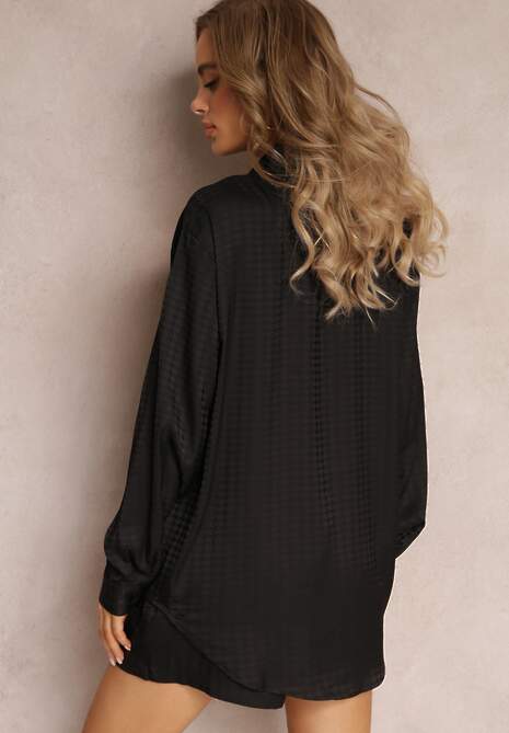 Czarny 2-częściowy Komplet z Koszulą i Szortami Logsia