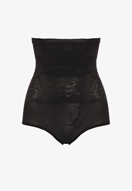 Czarna Bielizna Modelująca Pośladki i Talię Majtki z Ozdobnym Tłoczeniem Nativiane