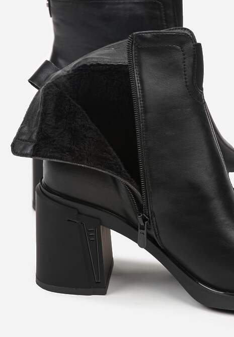 Czarne Botki VICES na Słupkowym Obcasie z Elastyczną Wstawką w Cholewce Sevea