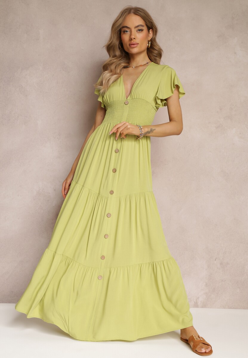 Jasnozielona Sukienka z Wiskozy Lobsy