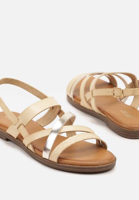 Beżowe Sandały z Ozdobnymi Paskami Davirena