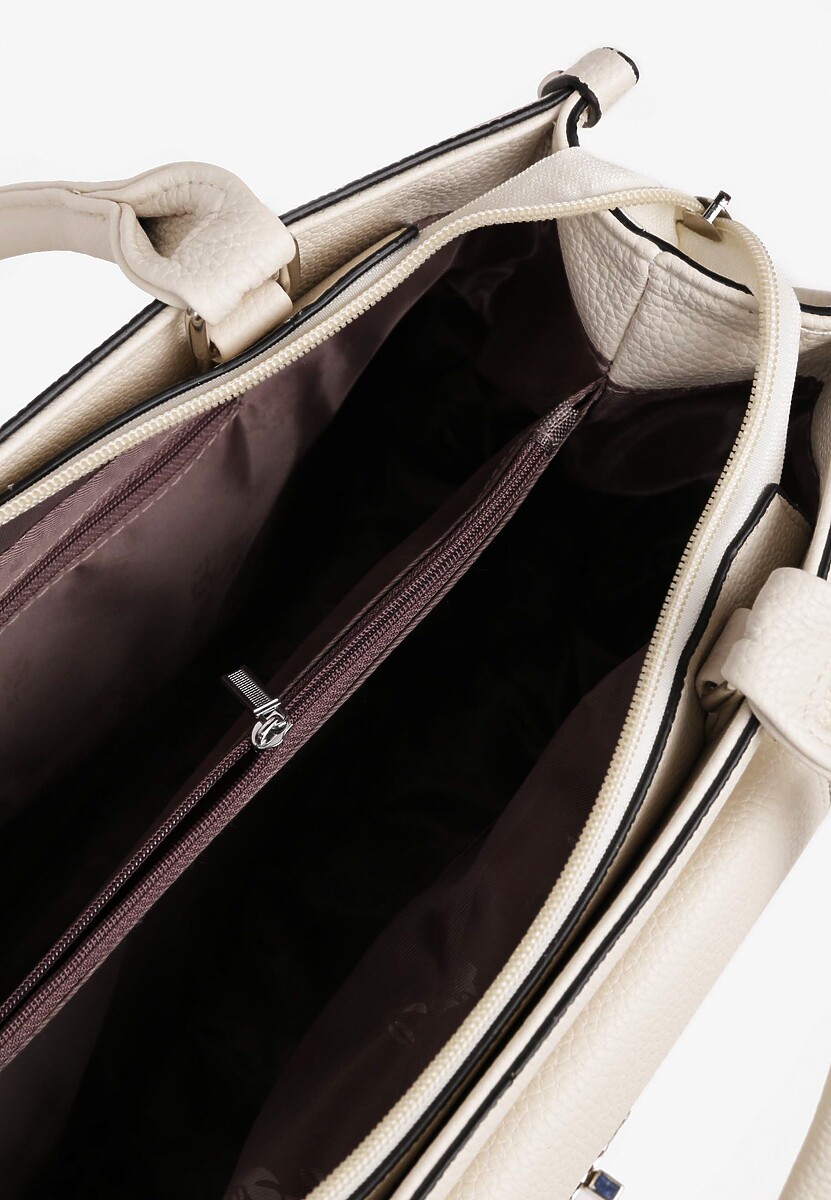 Biała  Prostokątna Torebka z Kieszenią na Zewnątrz i Paskiem Tirseki