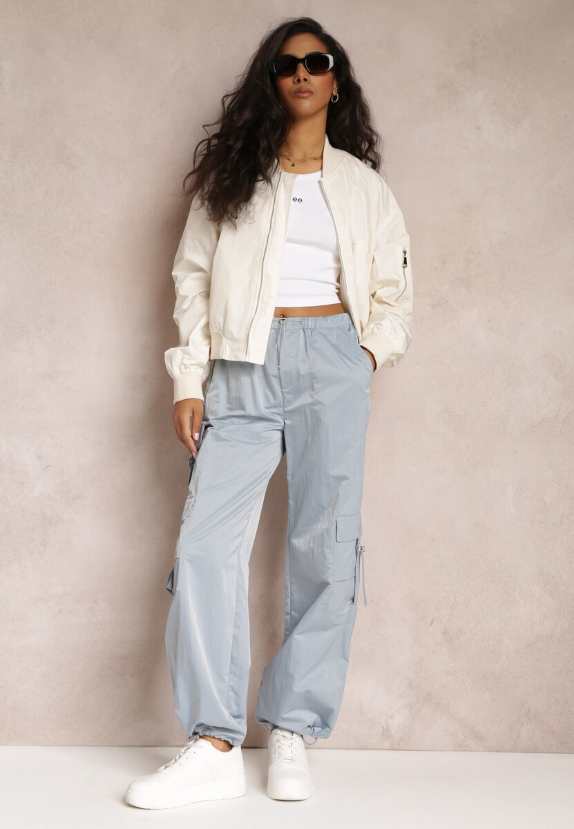 Niebieskie Spodnie Bojówki ze Ściągaczem i Kieszeniami Saelysha