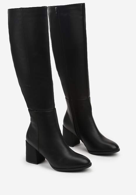 Czarne Kozaki Vices na Słupku z Przeszyciami Codvira