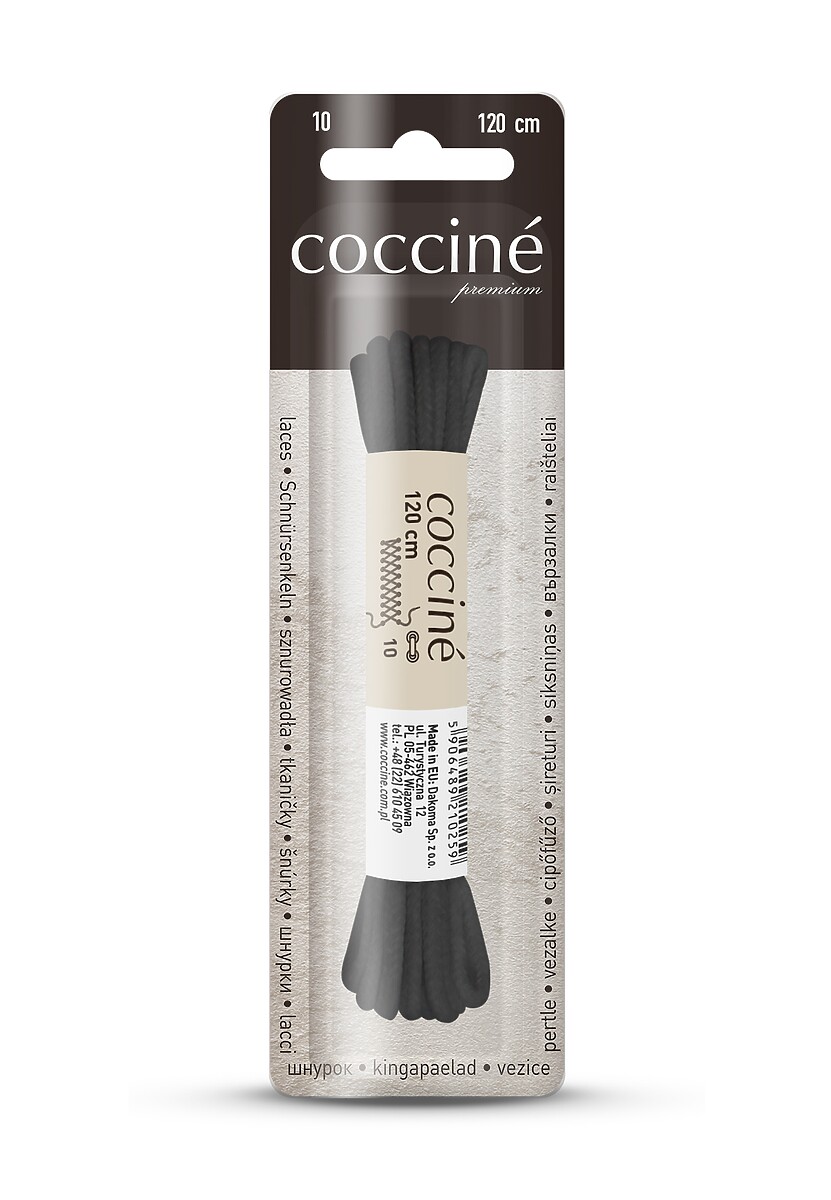 Czarne Woskowane Sznurówki do Butów z Bawełny 120 cm Coccine