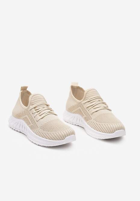 Beżowo-Białe Buty Sportowe Bemostom