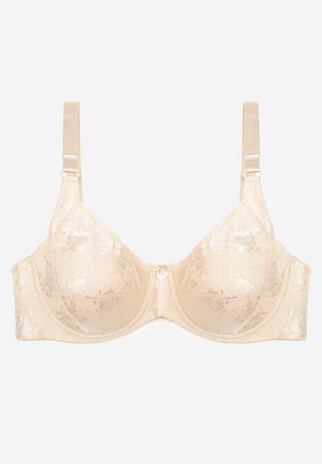 Jasnobeżowy Full Cup Biustonosz z Koronką Vikonie