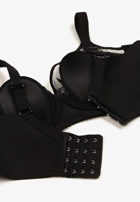 Czarny Biustonosz z Transparentnymi Wstawkami i Regulowanymi Ramiączkami Zetida