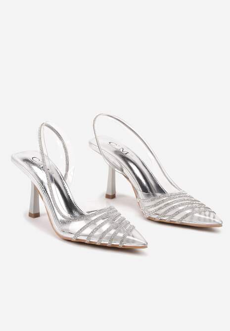 Srebrne Szpilki z Transparentnym Noskiem z Cyrkoniami Arrsela