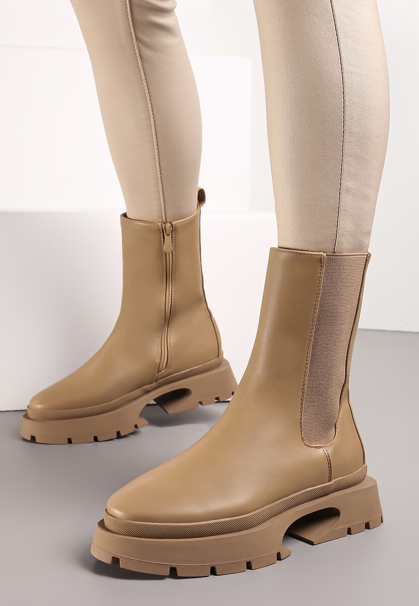 Ciemnobeżowe Botki Nasreen