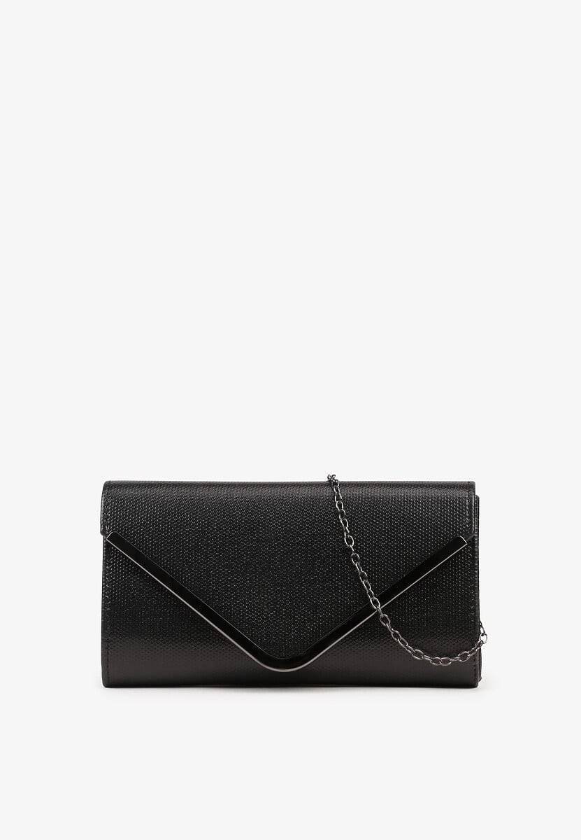 Czarna Torebka Typu Kopertówka Ozdobiona Metaliczną Aplikacją Banolissa