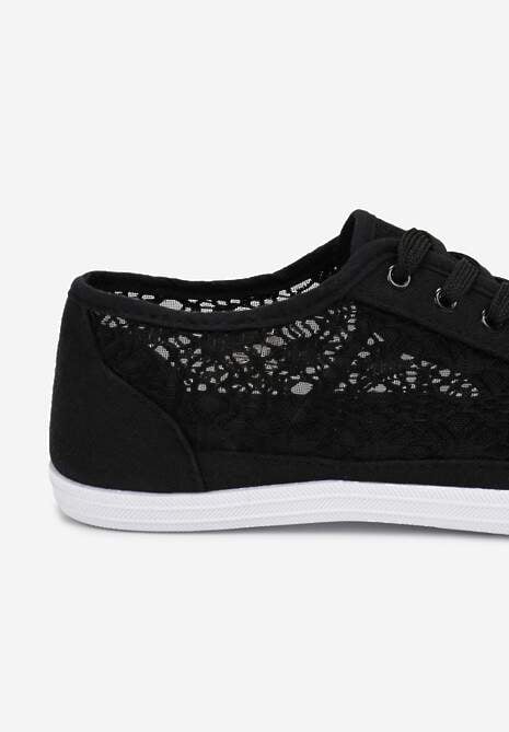Czarne Tenisówki z Ażurowymi Wstawkami Po Bokach Salessa