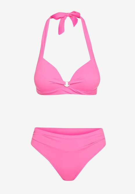 Fuksjowe Bikini Majtki Typu Figi i Biustonosz z Usztywnianymi Miseczkami Pilalana