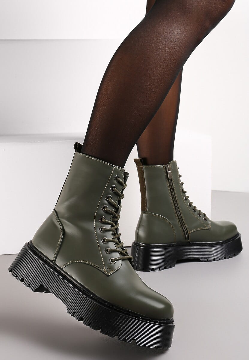 Bordowe Botki w Stylu Workerów na Platformie Maialen