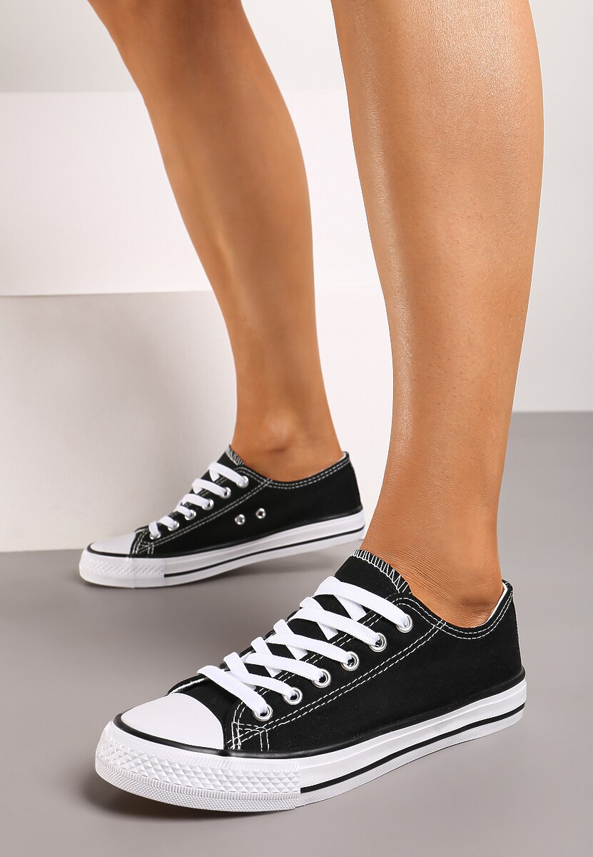 Czarne Klasyczne Trampki z Niską Cholewką Darling Tyrel