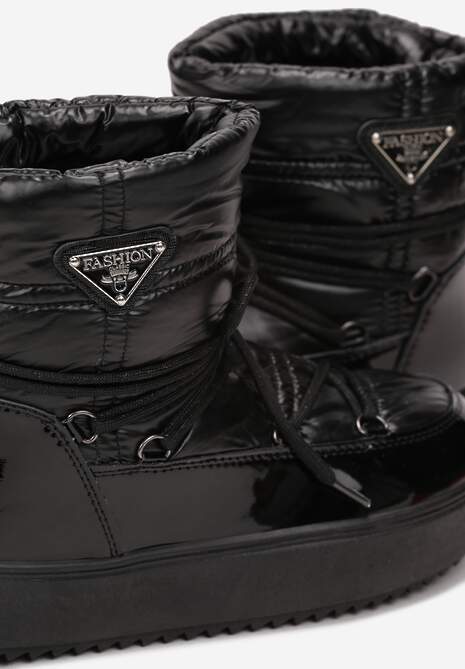 Czarne Śniegowce z Elastycznym Sznurowaniem Reku