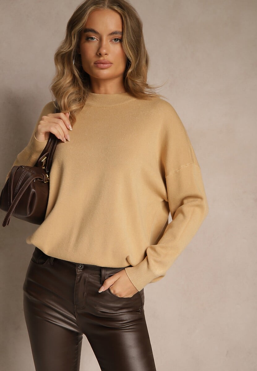 Fuksjowy Nietoperzowy Sweter w Minimalistycznym Stylu Raliava