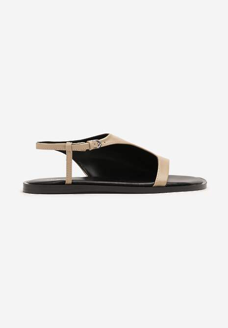 Ciemnobeżowe Asymetryczne Sandały Vices ze Sprzączką Merilda