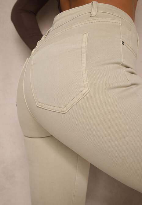 Jasnobeżowe Jeansy Dzwony Bawełnanie Briris