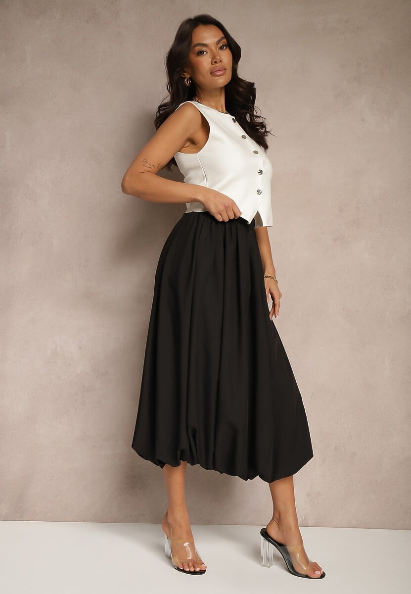 Czarna Spódnica z Wiskozą o Kroju Bombki Ennavin
