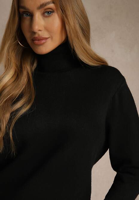 Czarny Casualowy Golf z Bawełną i Wełną Reillisa