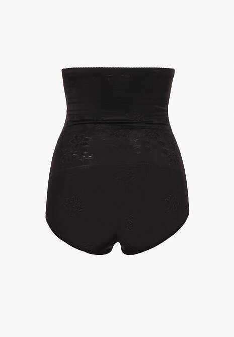 Czarna Bielizna Modelująca Pośladki i Talię Majtki z Ozdobnym Tłoczeniem Nativiane