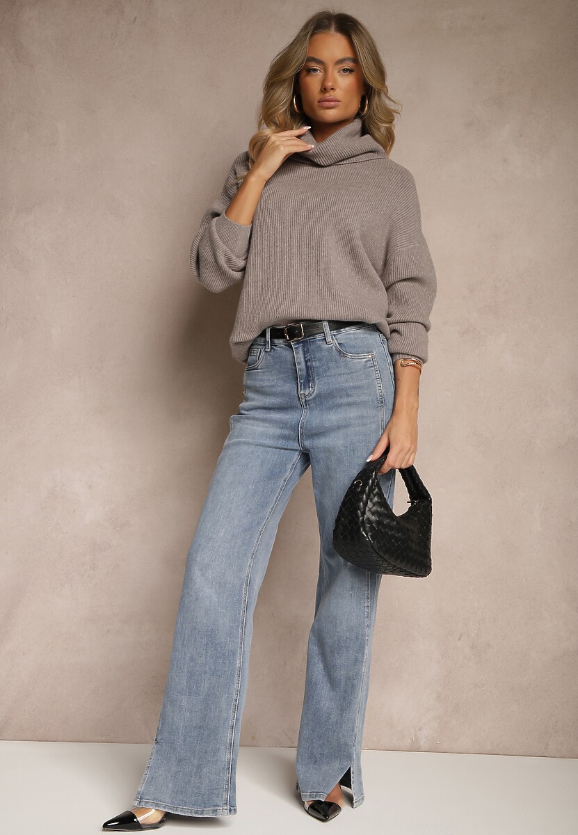 Ciemnobrązowy Golf z Domieszką Wiskozy i Kaszmiru Azivara