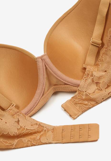 Ciemnobeżowy Biustonosz o Klasycznym Kroju z Usztywnionymi Miseczkami Nansinae