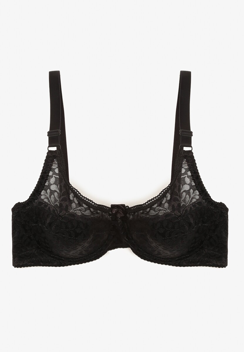 Czarny Biustonosz Typu Full Cup z Koronką Vikiisire