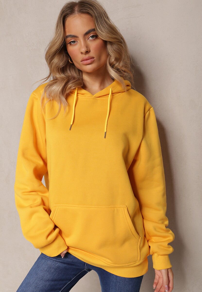 Żółta Bluza z Kapturem i Kieszenią Cazallo