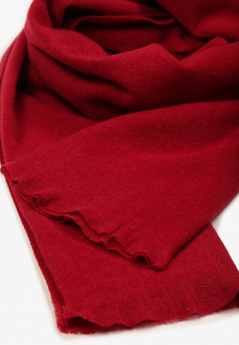 Bordowy Casualowy Szalik z Wełną i Wiskozą Batisha