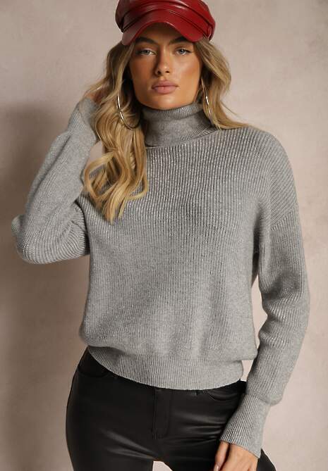 Szary Golf z Wiskozą i Błyszczącą Nitką Liadoraa