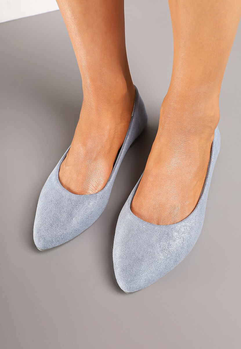 Niebieskie Casualowe Balerinki z Ekozamszu Lorlivin