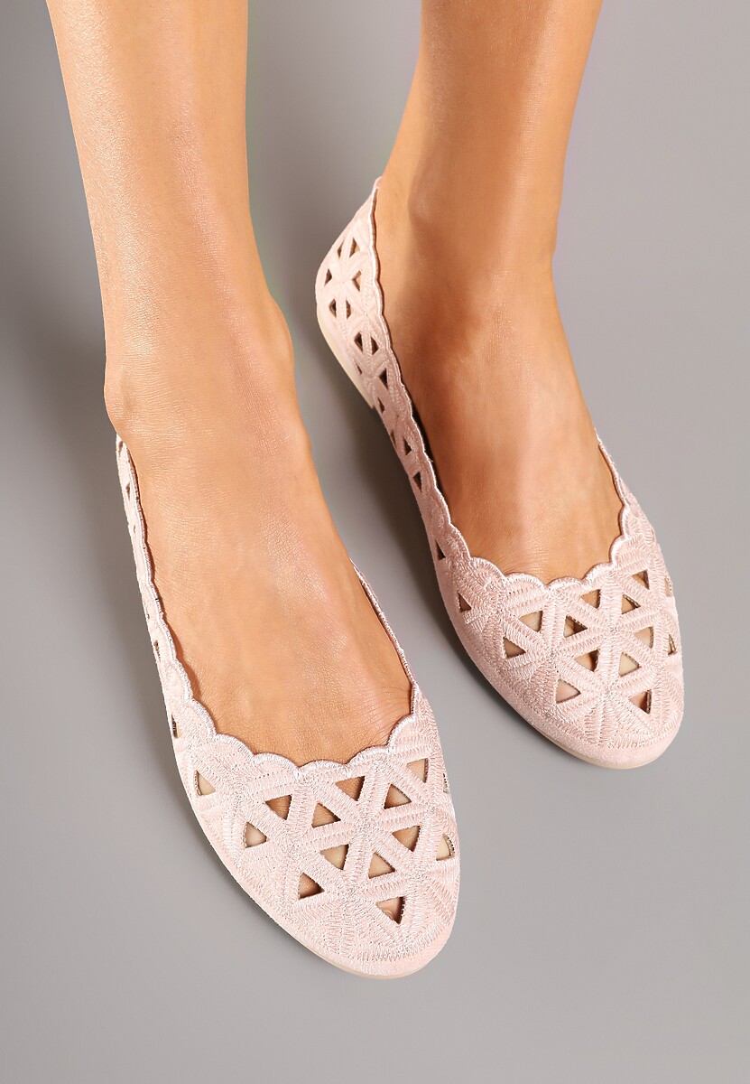 Różowe Balerinki Vices z Ażurowymi Wycięciami Naneria