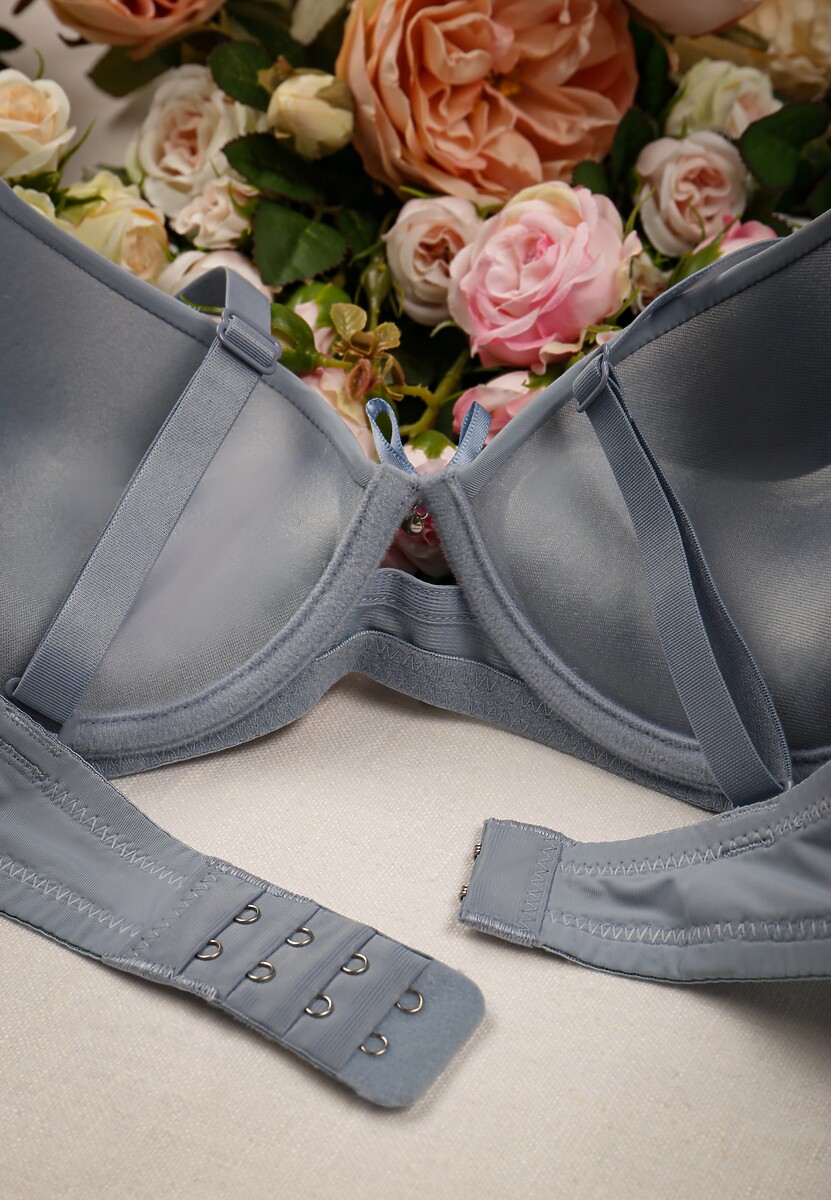 Jasnoniebieski Biustonosz Push Up Ozdobiony Bocznymi Wycięciami Biathy