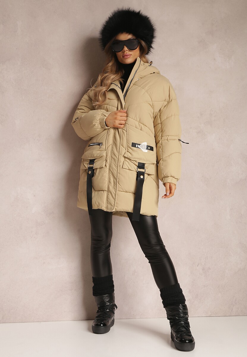 Beżowa Kurtka Pikowana Kagia