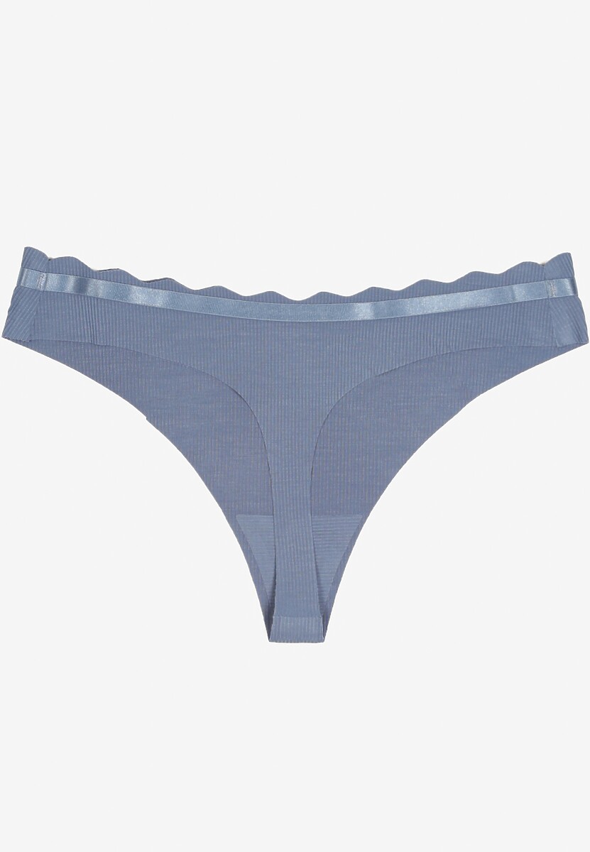 Niebieskie Prążkowane Majtki Stringi z Bawełny Tesivia
